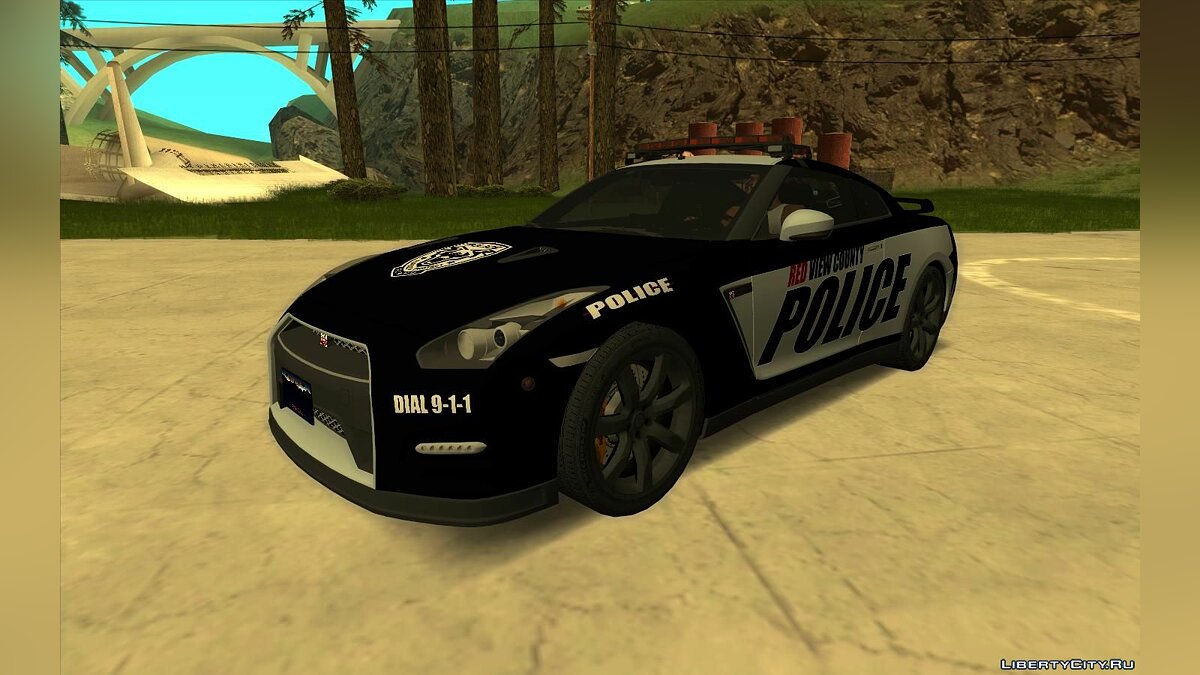 Скачать Nissan GT-R Black Edition - Полиция для GTA San Andreas