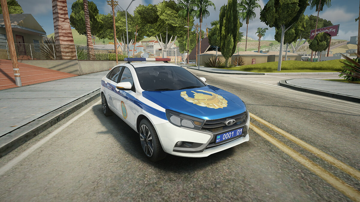 Скачать LADA VESTA в цветографике «PATRULDIK POLISIA» для GTA San Andreas