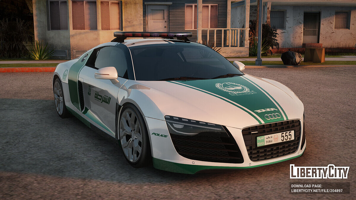 Скачать Audi R8 V8 FSI 2014 Dubai Police для GTA San Andreas