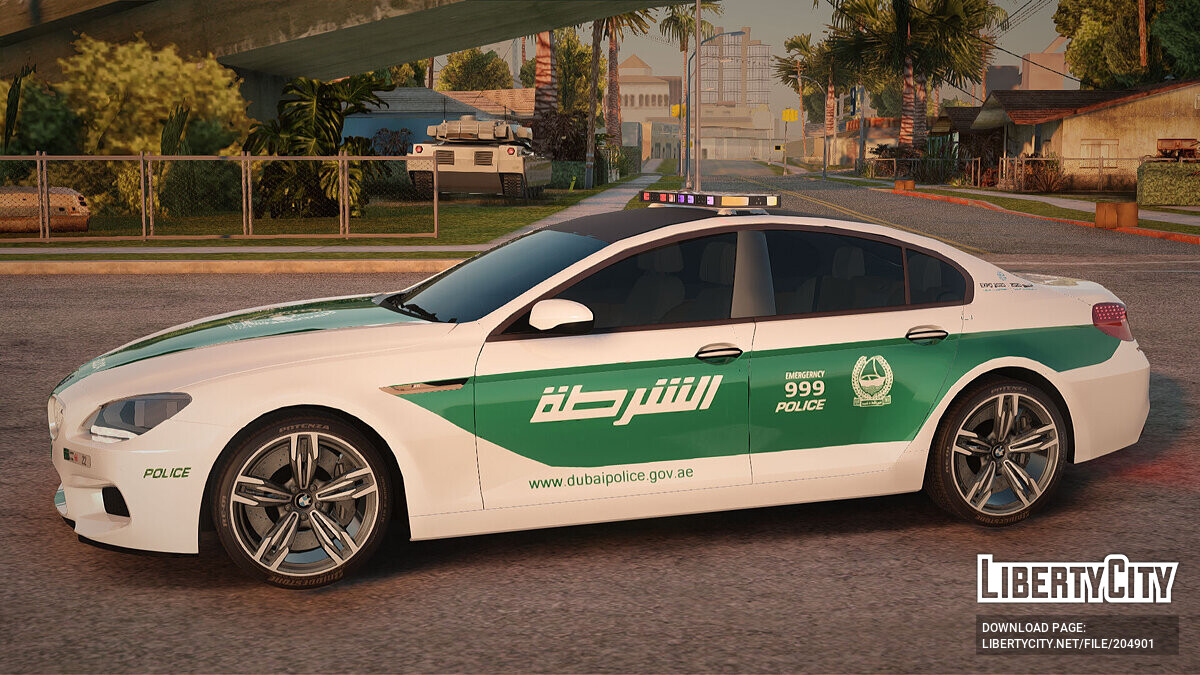 Скачать BMW M6 F13 Gran Coupe 2014 Dubai Police для GTA San Andreas