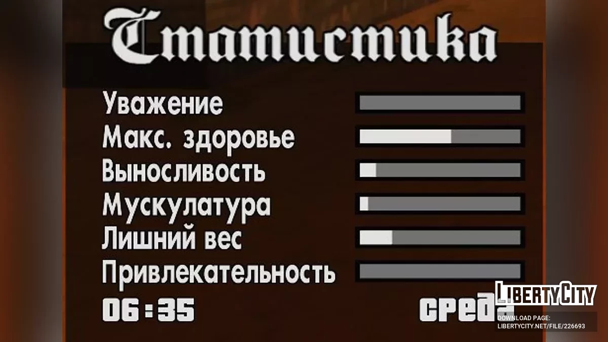 Русская локализация модификации Ace Statbox / GTA San Andreas