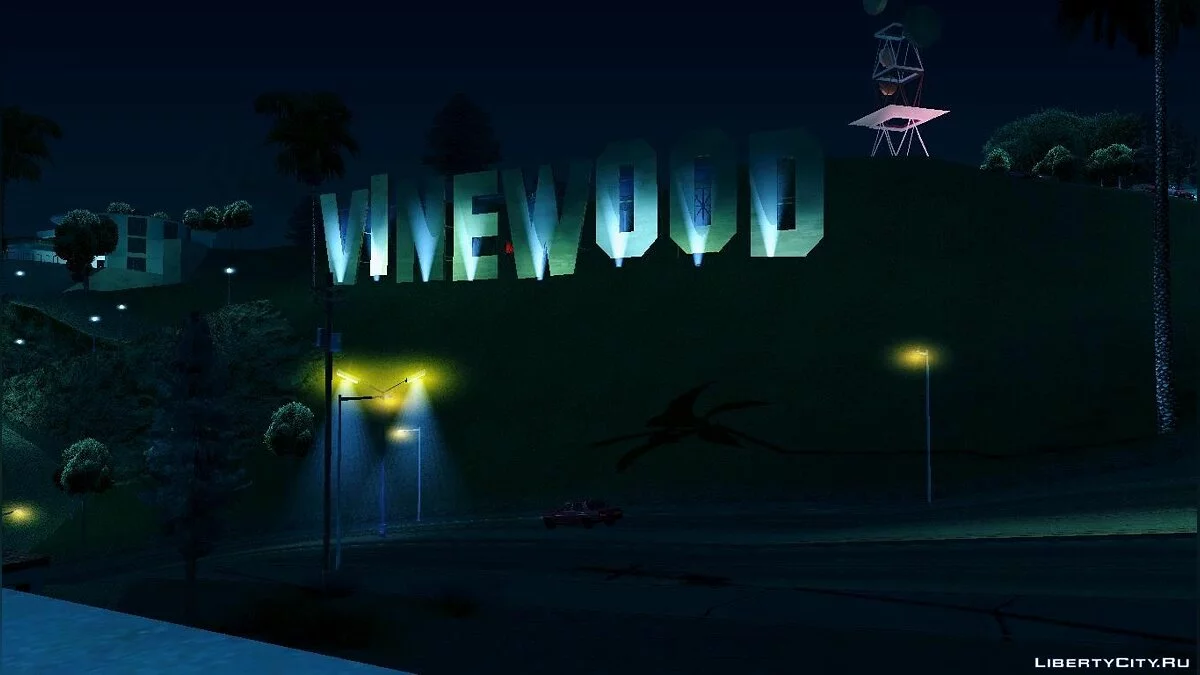 Подсветка надписи Vinewood / GTA San Andreas