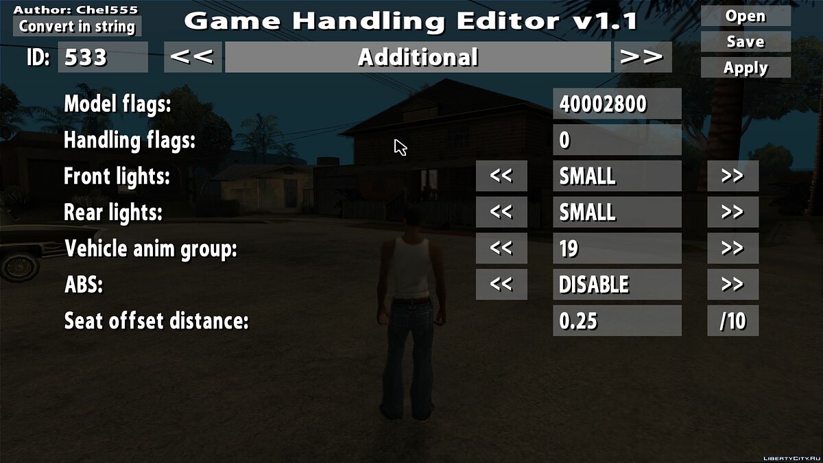 Скачать Game Handling Editor v1.1 для GTA San Andreas