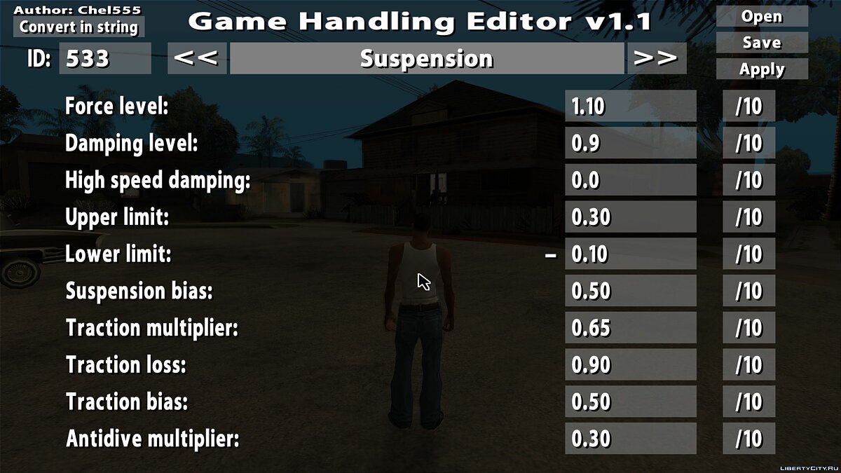 Скачать Game Handling Editor v1.1 для GTA San Andreas