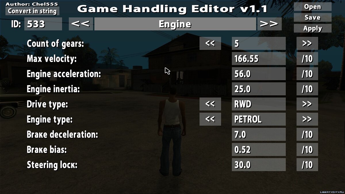 Скачать Game Handling Editor v1.1 для GTA San Andreas