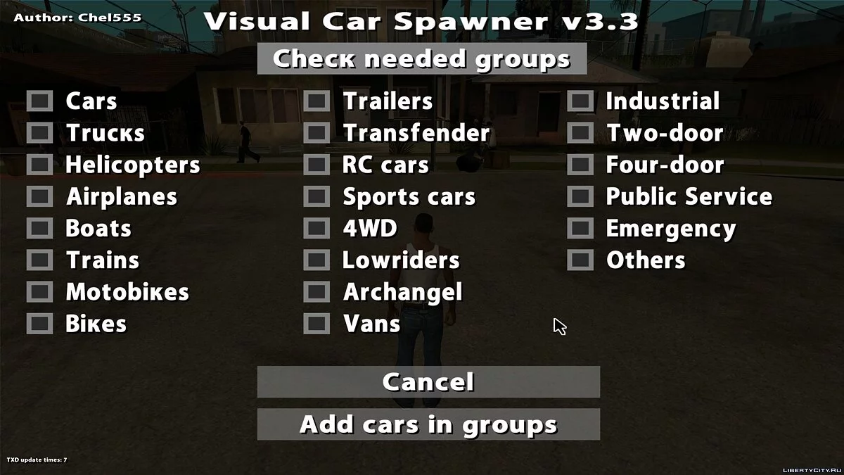 Visual Car Spawner v3.3 / GTA San Andreas