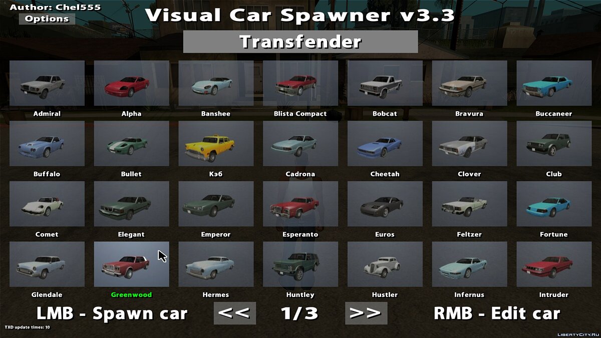 Скачать Visual Car Spawner v3.3 для GTA San Andreas