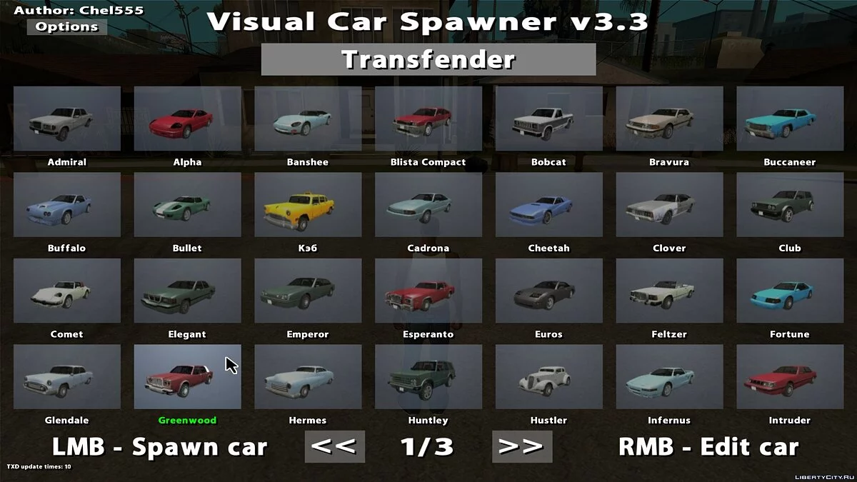 Visual Car Spawner v3.3 / GTA San Andreas