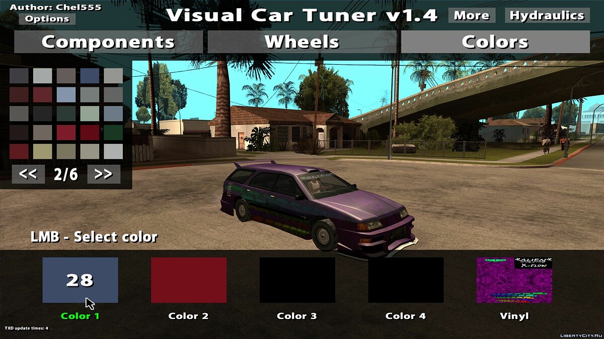 Скачать Visual Car Tuner v1.4 для GTA San Andreas