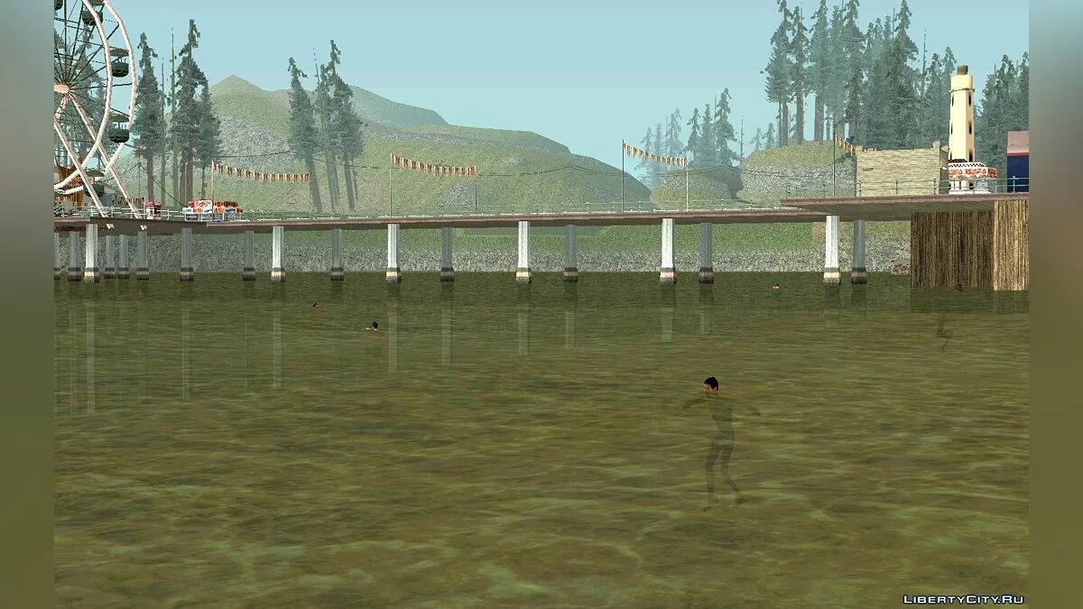 На пляжах люди плавают в воде / GTA San Andreas