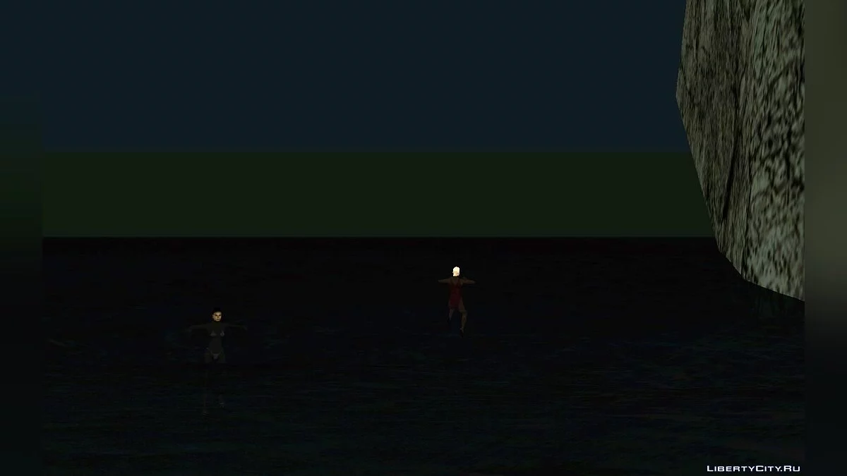 На пляжах люди плавают в воде / GTA San Andreas