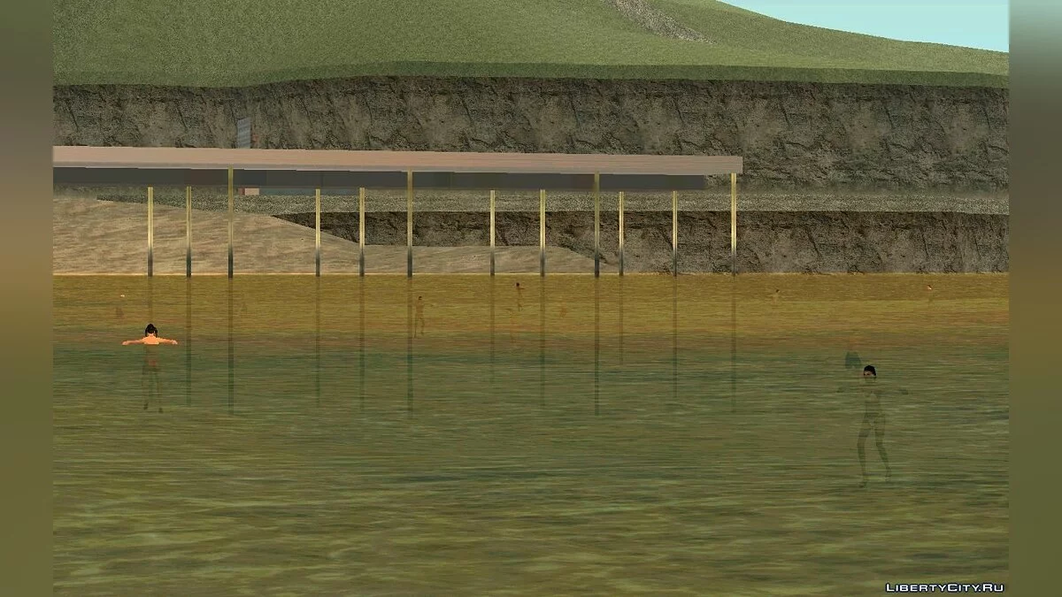 На пляжах люди плавают в воде / GTA San Andreas