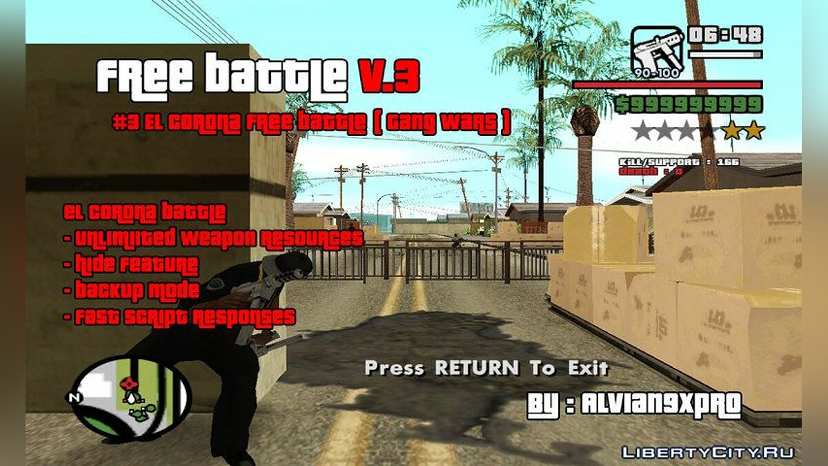 Скачать A9x Free Battle v.3 (PC) #3 El Corona Free Battle (Gang Wars) для GTA  San Andreas