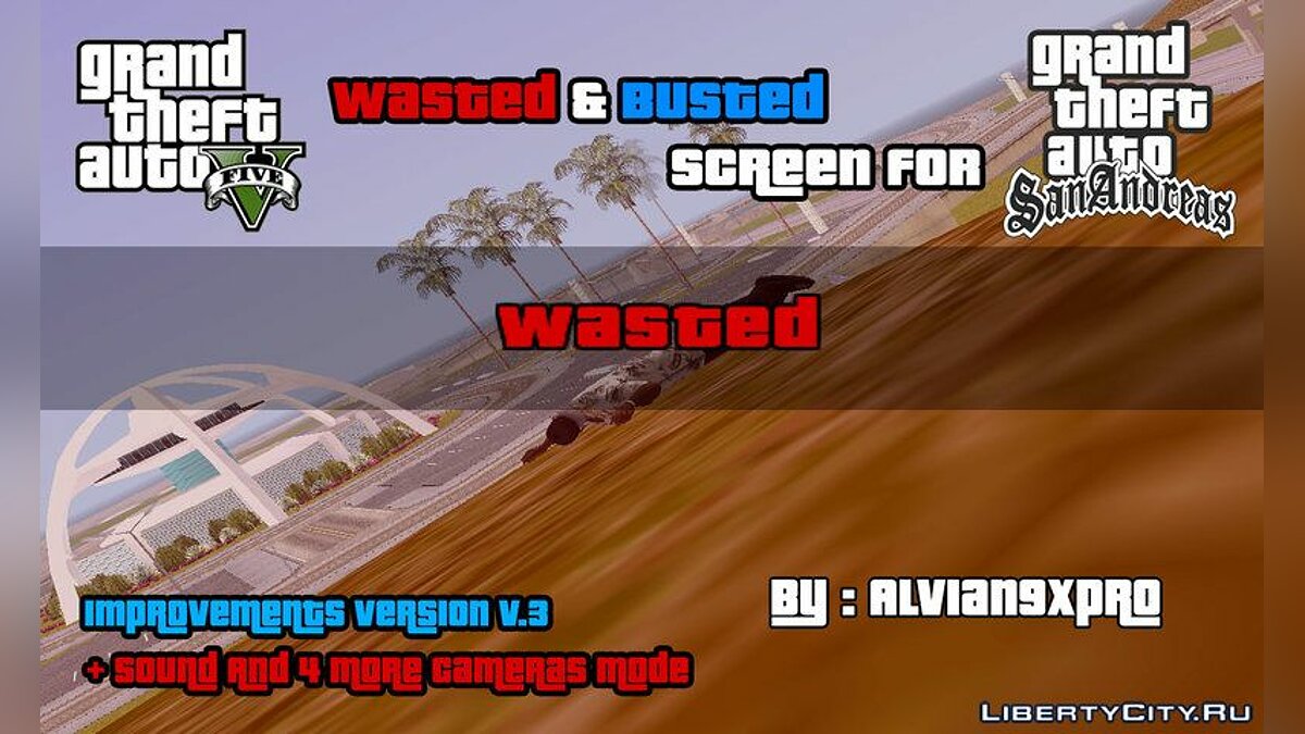 Скачать Wasted and Busted Screen For SA (PC) Original Version - Смерть и  арест как в GTA 5 для GTA San Andreas