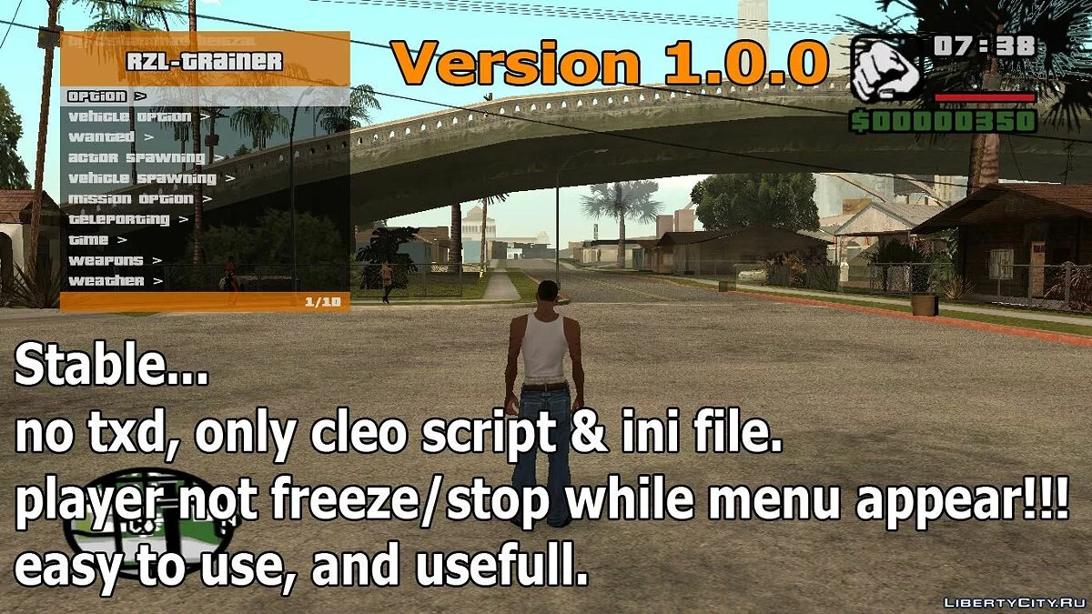 RZL-Trainer v2.0.1 - Удобное чит-меню как в GTA 5 / GTA San Andreas