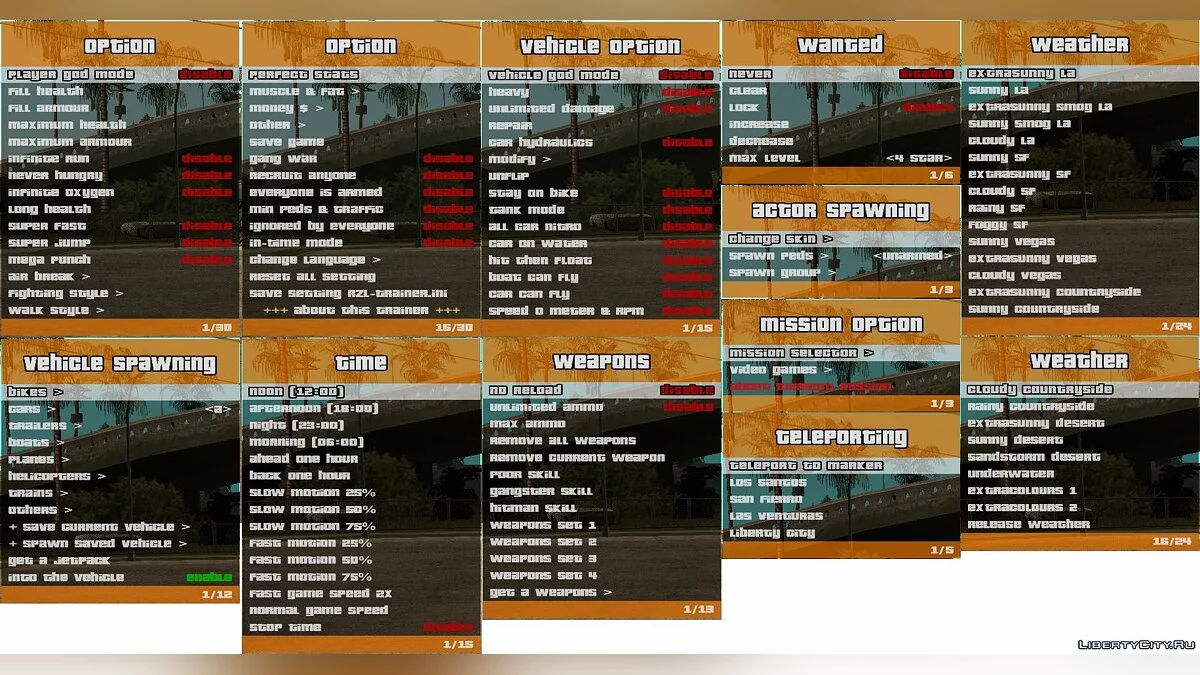 RZL-Trainer v2.0.1 - Удобное чит-меню как в GTA 5 / GTA San Andreas