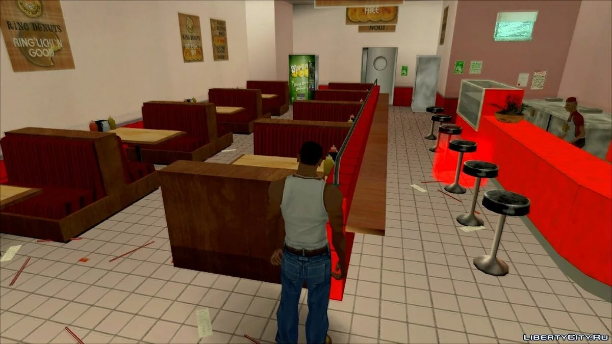 Возможность заходить в магазины пончиков / GTA San Andreas