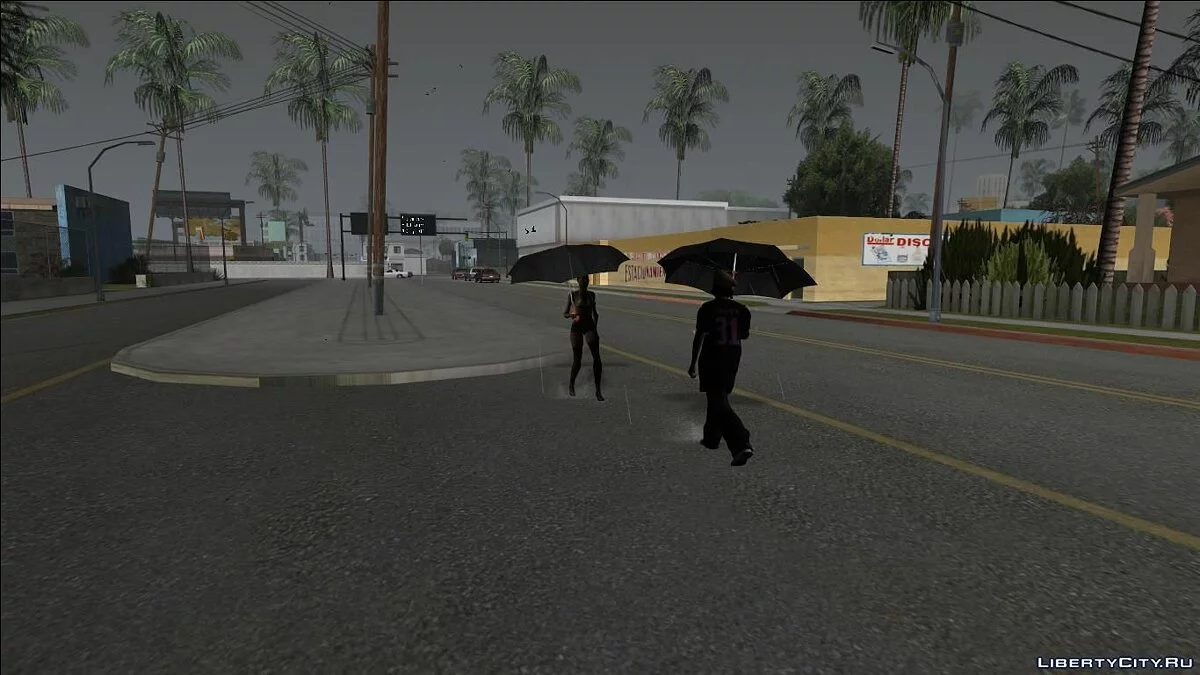 Пешеходы с зонтиками - Hard Rain Remake / GTA San Andreas