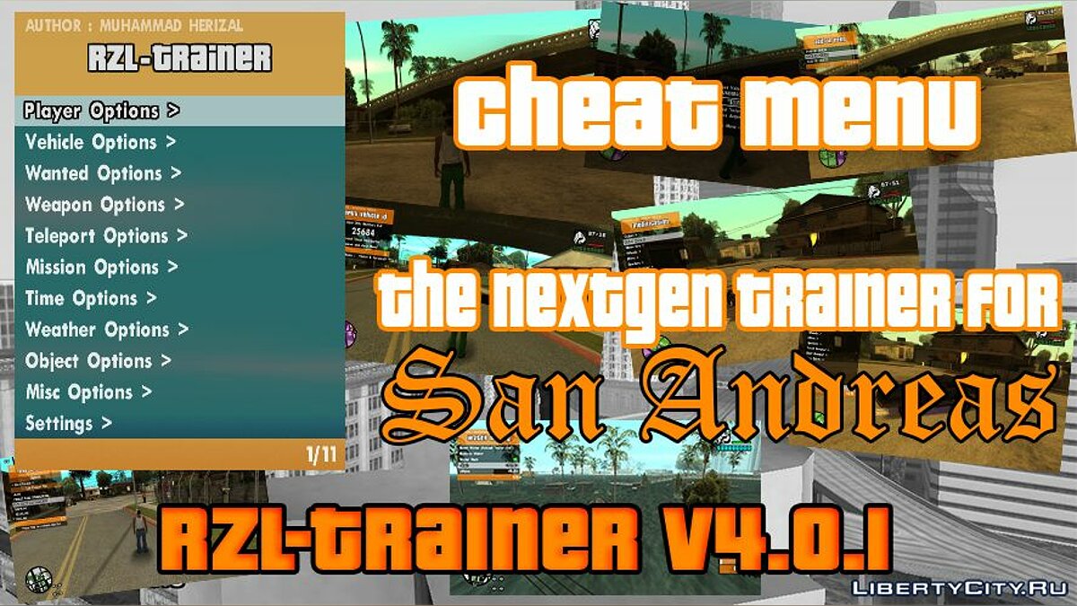 Скачать RZL-Trainer v4.0.1 (Cheat Menu) - Удобное чит-меню как в GTA 5 для  GTA San Andreas