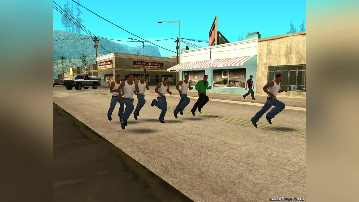 Zeroped mod - клоны Си-Джея ходят синхронно / GTA San Andreas