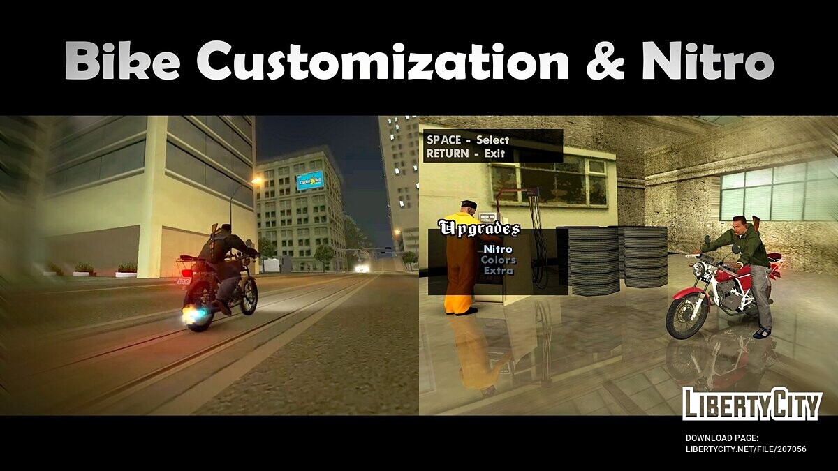 Скачать Bike Customization & Nitro v1.1 для GTA San Andreas