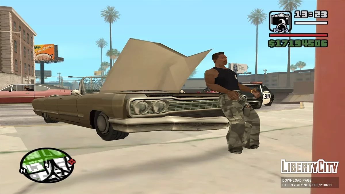 Си-Джей ремонтирует автомобиль / GTA San Andreas