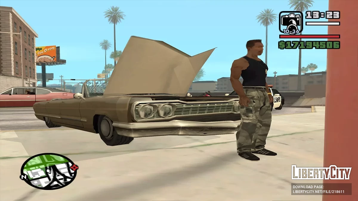 Си-Джей ремонтирует автомобиль / GTA San Andreas