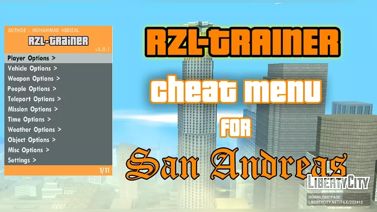 RZL-Trainer v5.0.0 (Cheat Menu) / GTA San Andreas