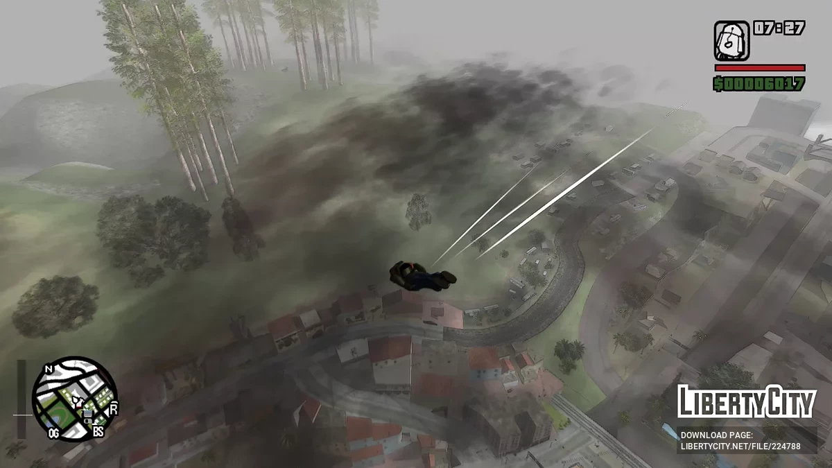 Ветер на теле при падении с парашютом / GTA San Andreas