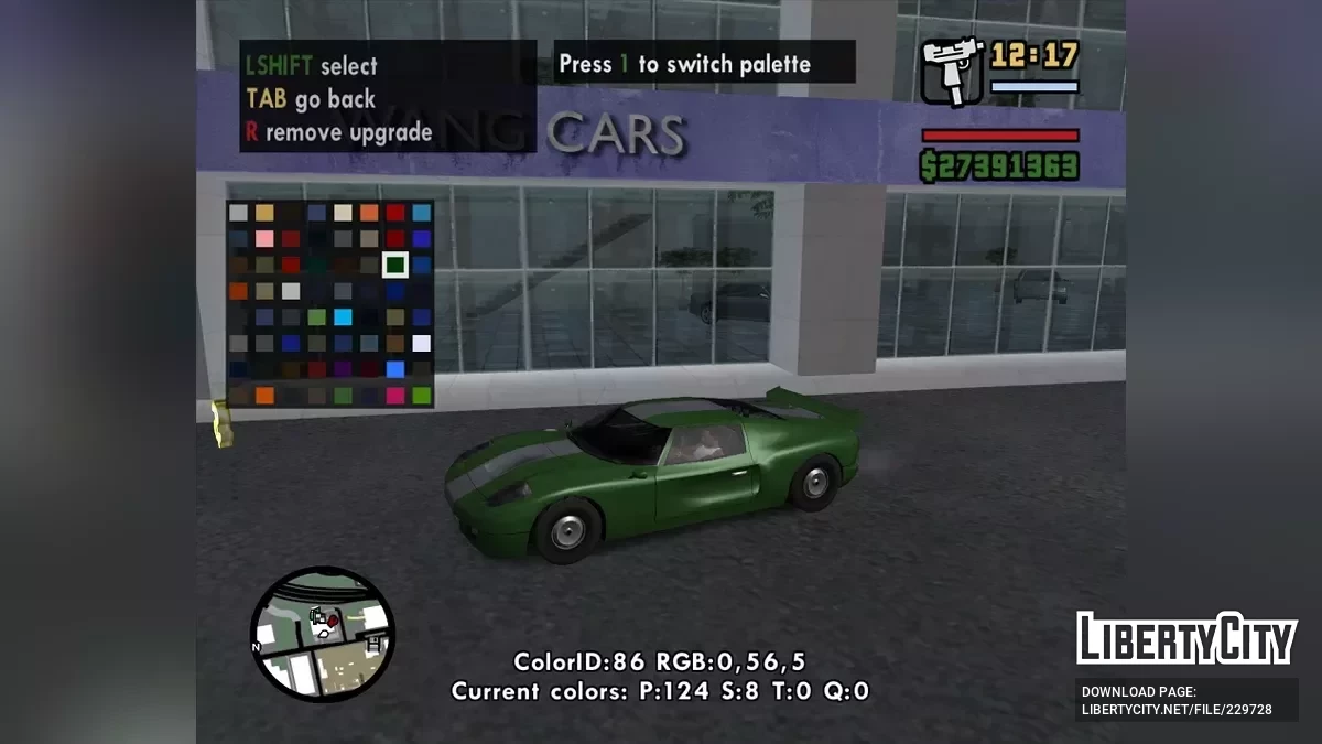 Переключатель палитры цветов при покраске / GTA San Andreas
