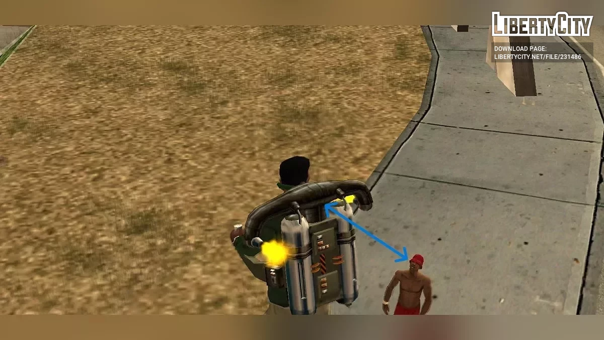 Внимание к джетпаку – Пешеходы смотрят на CJ / GTA San Andreas
