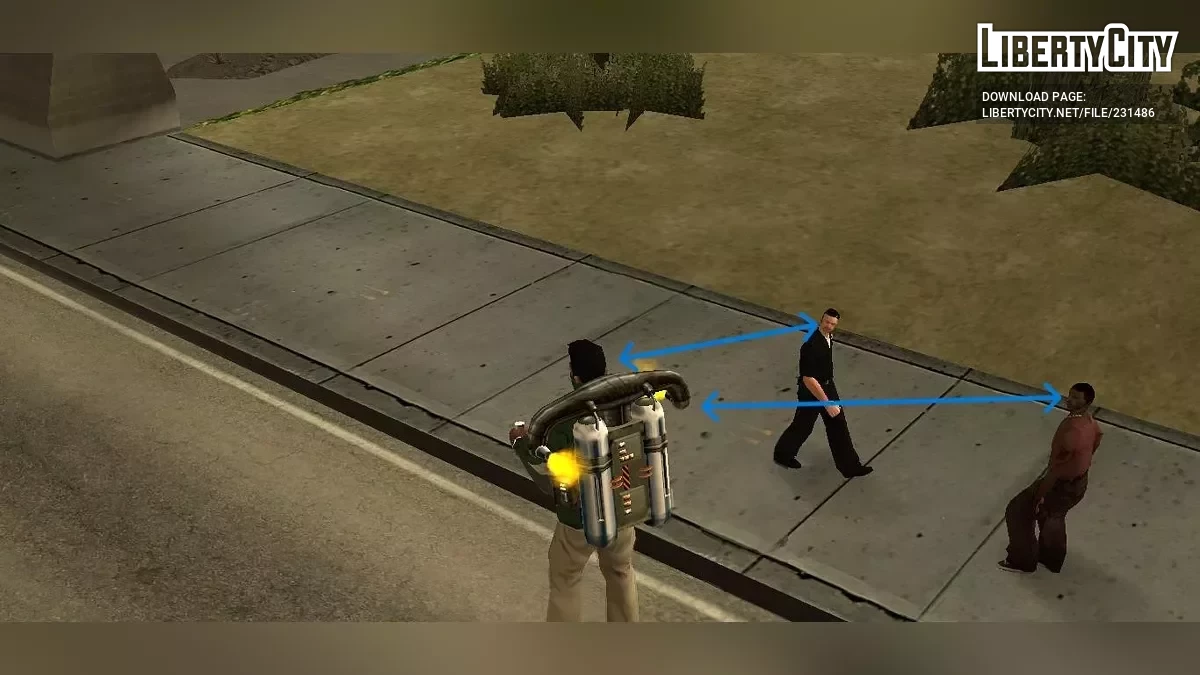 Внимание к джетпаку – Пешеходы смотрят на CJ / GTA San Andreas