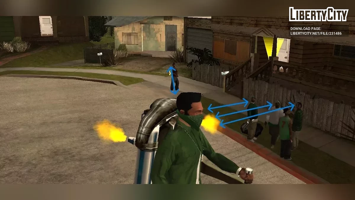 Внимание к джетпаку – Пешеходы смотрят на CJ / GTA San Andreas