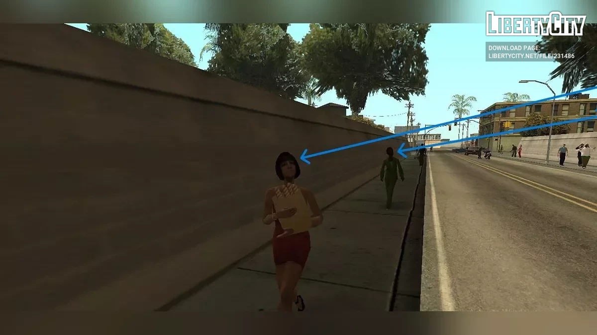 Внимание к джетпаку – Пешеходы смотрят на CJ / GTA San Andreas