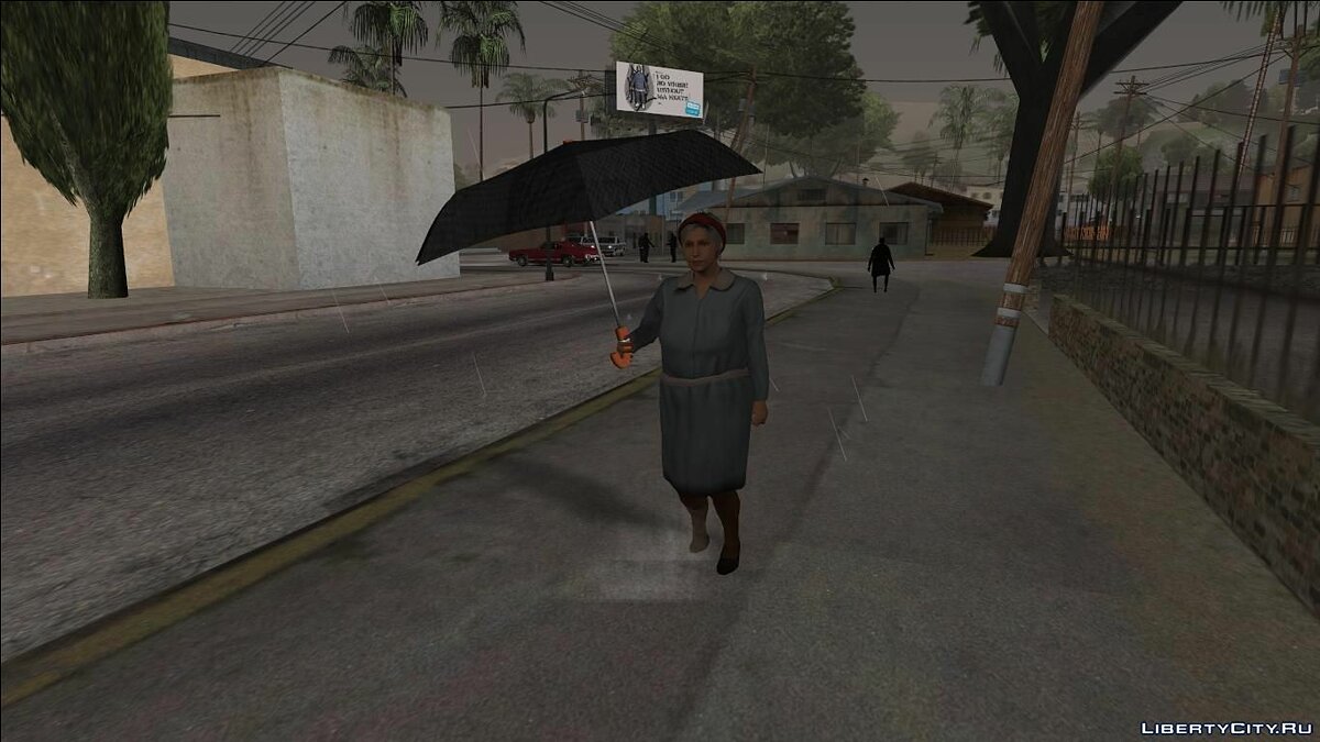 Пешеходы с зонтиками - Hard Rain Remake для GTA San Andreas - Картинка #1