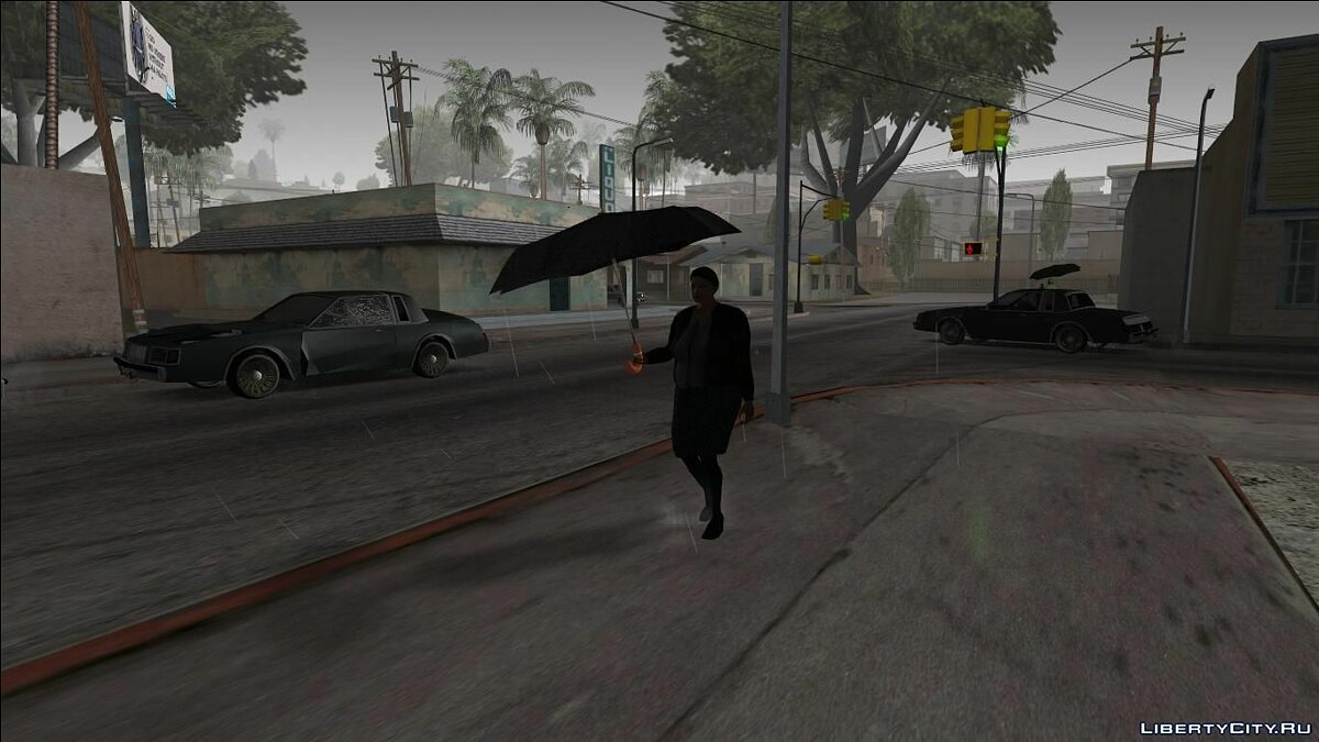 Пешеходы с зонтиками - Hard Rain Remake для GTA San Andreas - Картинка #2