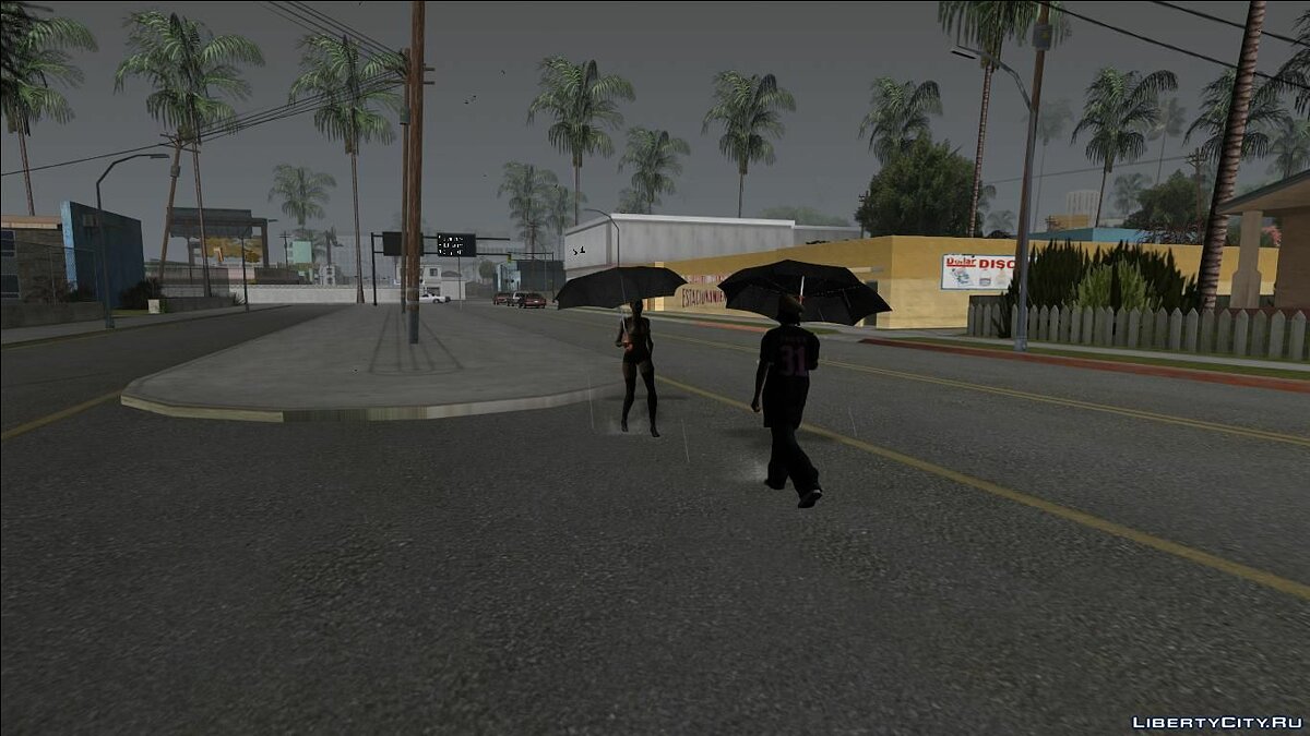 Пешеходы с зонтиками - Hard Rain Remake для GTA San Andreas - Картинка #3