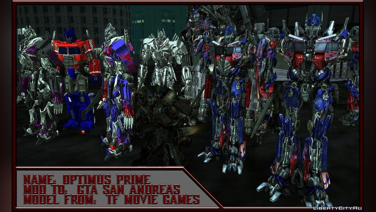 Скачать Optimus Prime Skin pack (V2.0) для GTA San Andreas