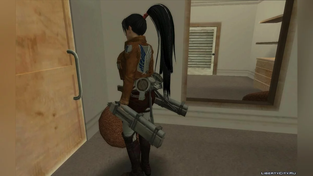Момиджи в костюме из игры Attack on Titan / GTA San Andreas