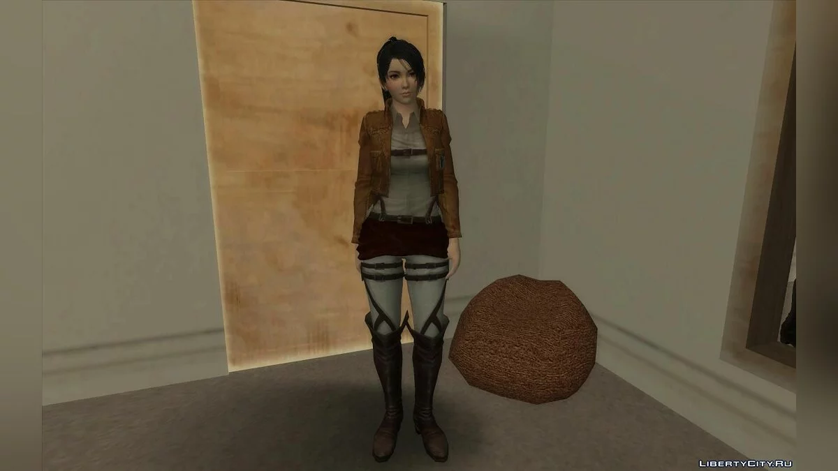 Момиджи в костюме из игры Attack on Titan / GTA San Andreas