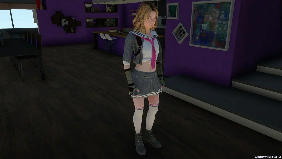 Бекка Вуллетт в школьной форме из Resident Evil Resistance / GTA San Andreas
