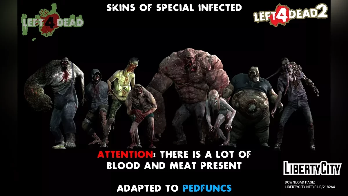 Скины особых заражённых из L4D и L4D2 / GTA San Andreas