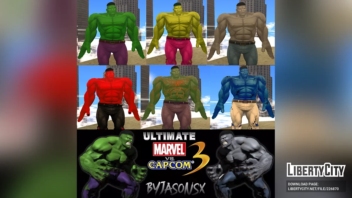 Скинпак Халка (Ultimate Marvel VS Capcom 3) / GTA San Andreas