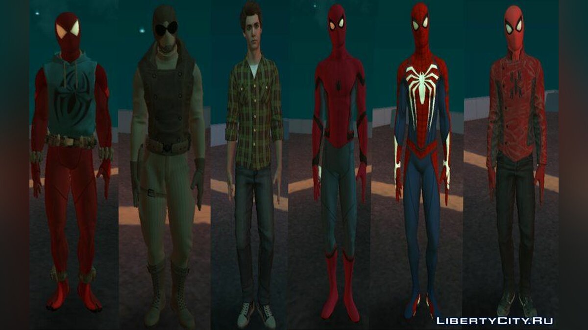 Download Collection of skins from Spiderman with PS4 for GTA San Andreas