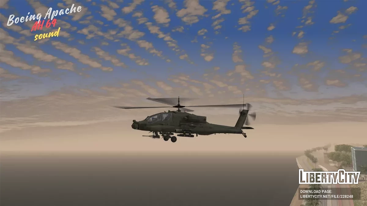 Звук Boeing Apache AH64 (с реальным звуком в кабине) / GTA San Andreas