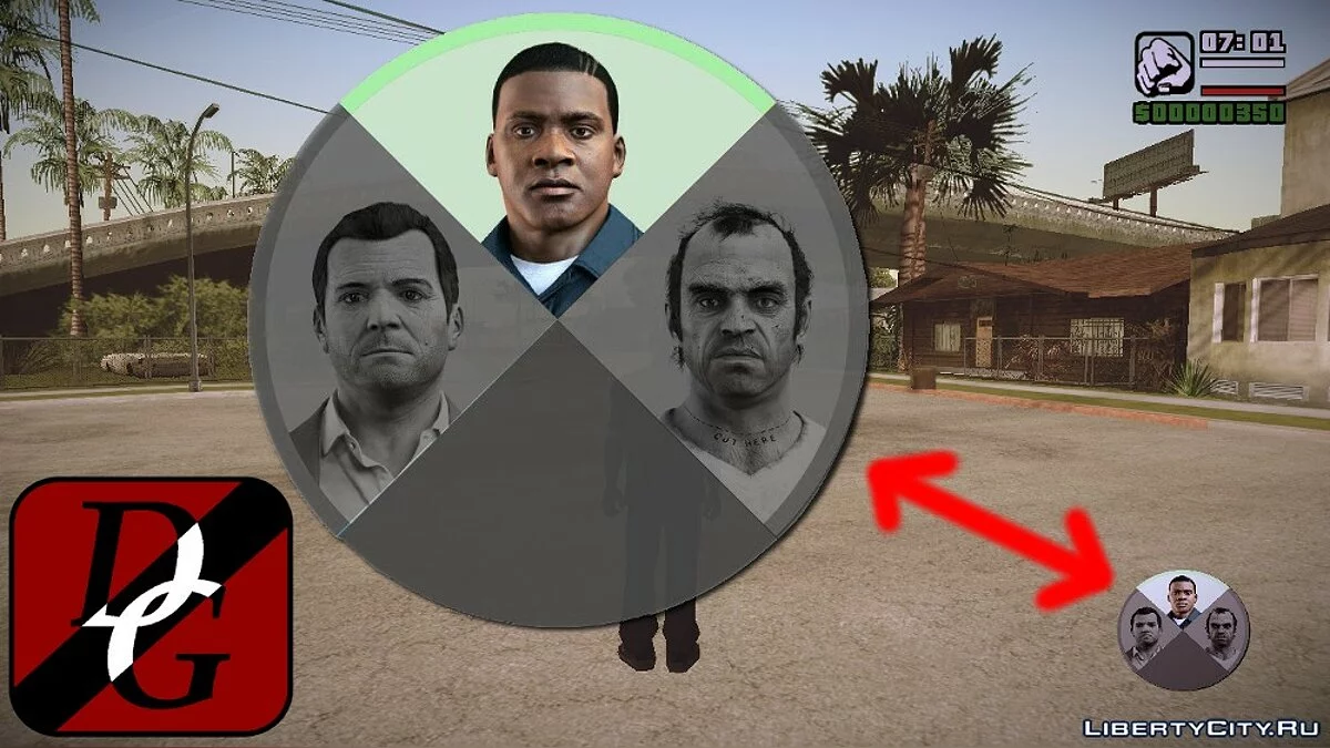 [GTA V] Новые текстуры селектора персонажей / GTA San Andreas