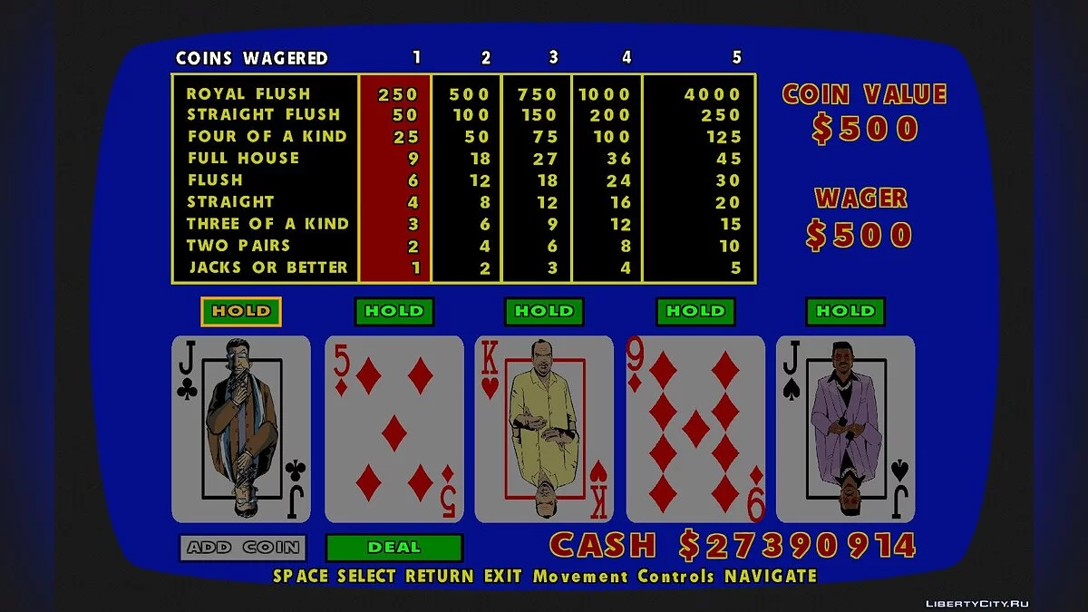 HD Poker And Blackjack Cards: 4X Resolution / GTA San Andreas