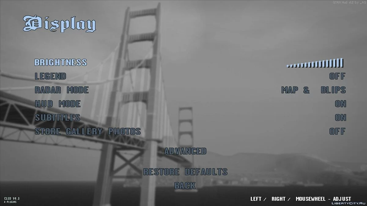 Full HD Menu [monochrome style] / GTA San Andreas