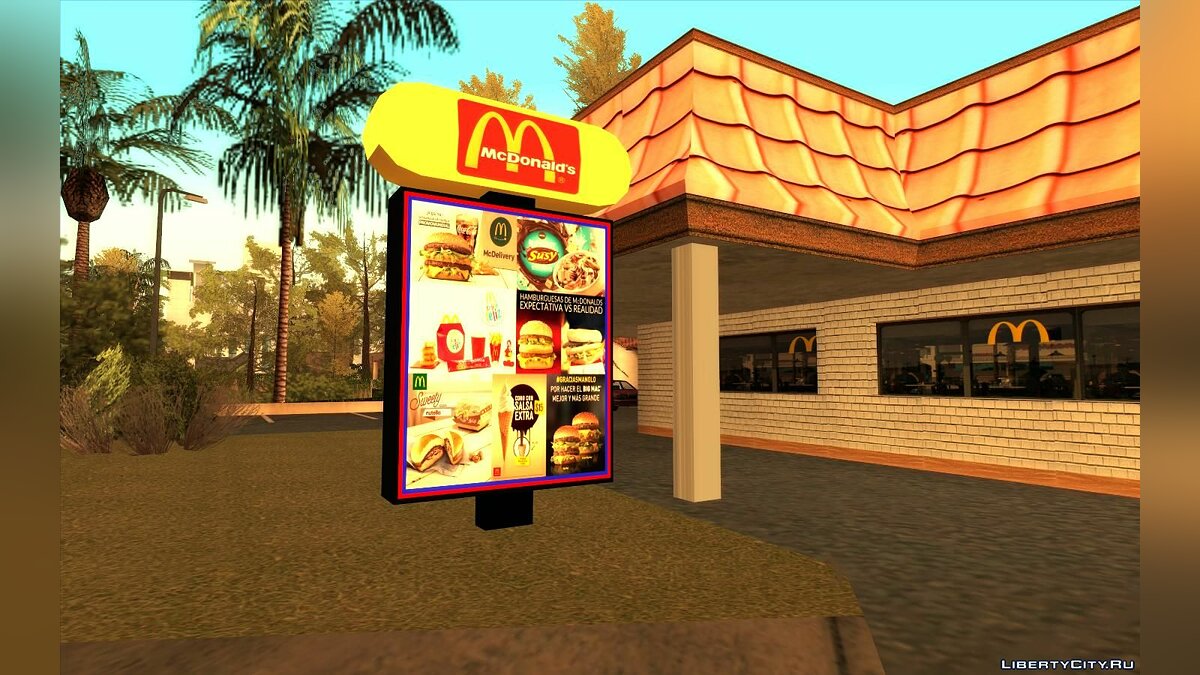 Скачать Новые рестораны: McDonalds, KFC и Pizza Hut для GTA San Andreas