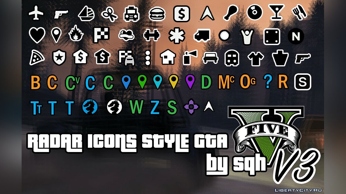 Скачать Radar icons style GTA 5 v3 для GTA San Andreas